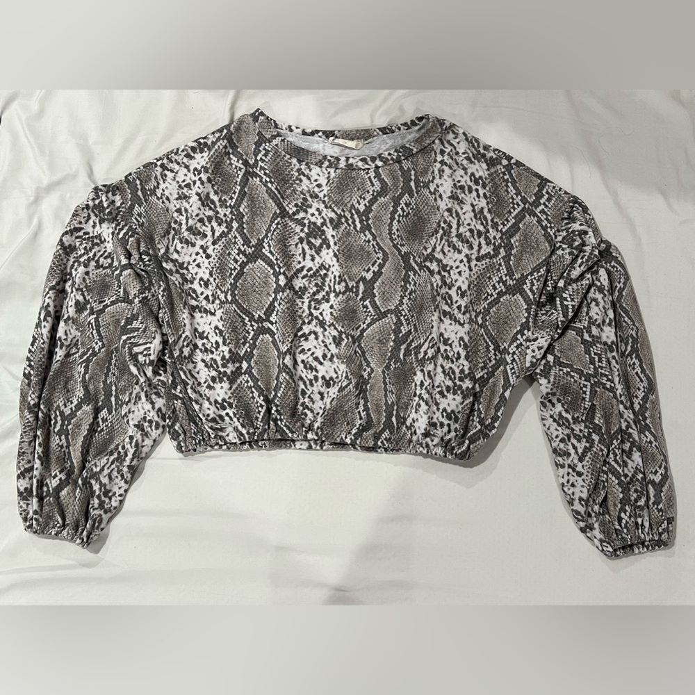 Altar’d State Long Sleeve Snake Print Crop Top